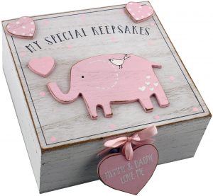 Baby Girl wooden Memories Keepsake Box Vintage Style