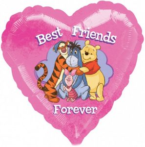 Disney 2416301 Heart Shape Foil Balloon with Winnie the Pooh Theme-1 Pc