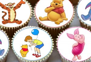 Fondant Icing Winnie The Pooh Pre-Cut Round Edible Cup Cake 
