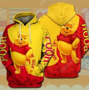 Pooh Red And Yellow 3D Hoodie and Zip Hoodie