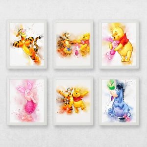 Set of 6 Winnie The Pooh watercolour prints