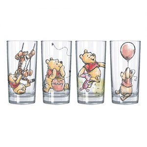 Silver Buffalo Winnie The Pooh Piglet Tiger Hunny 4pc. 10oz. Tumbler Glass Set