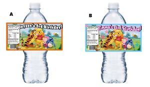 Winnie The Pooh Custom Birthday Party Favors Water Bottle Labels Wrappers Custom