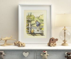 Winnie the Pooh PRINT, Birth, Christening, Nursery Picture Gift