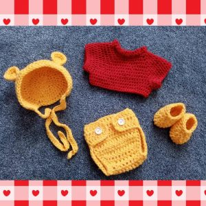 Winnie the Pooh inspired Crocheted Unisex Baby Outfit