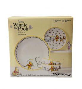 isney Winnie The Pooh Dinner Set Porcelain 12 Piece Plate Bowl Novelty Gift Box