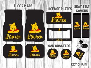 Custom Pooh Bear Car Mat Accessory Set