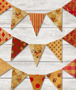 WINNIE THE POOH Vintage Style Bunting Flags Birthday Banner