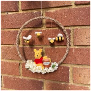 Winnie the Pooh needle felt wall hanging nursery decor girls boys bedroom